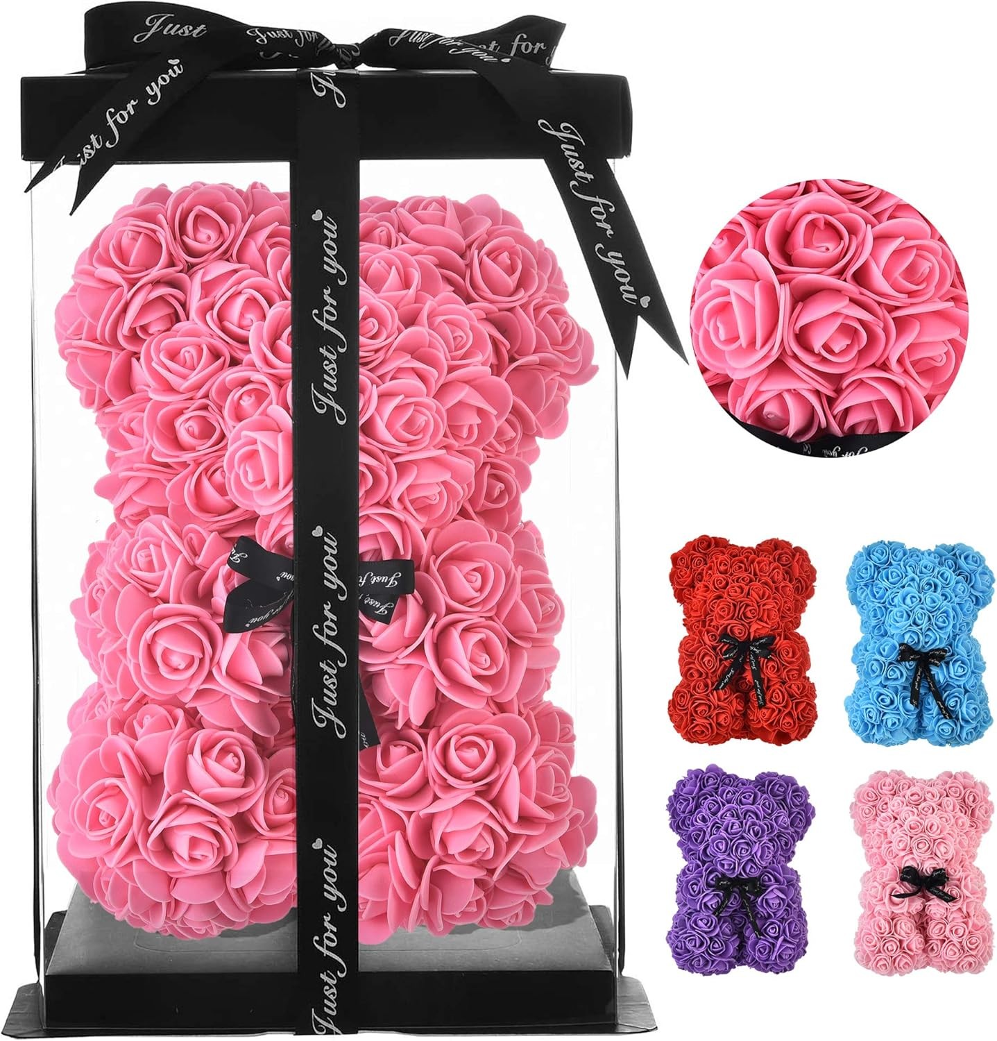 Large 16 inch Rose Bear Rose Teddy Bear Artificial Rose Flower Girlfriend Gift