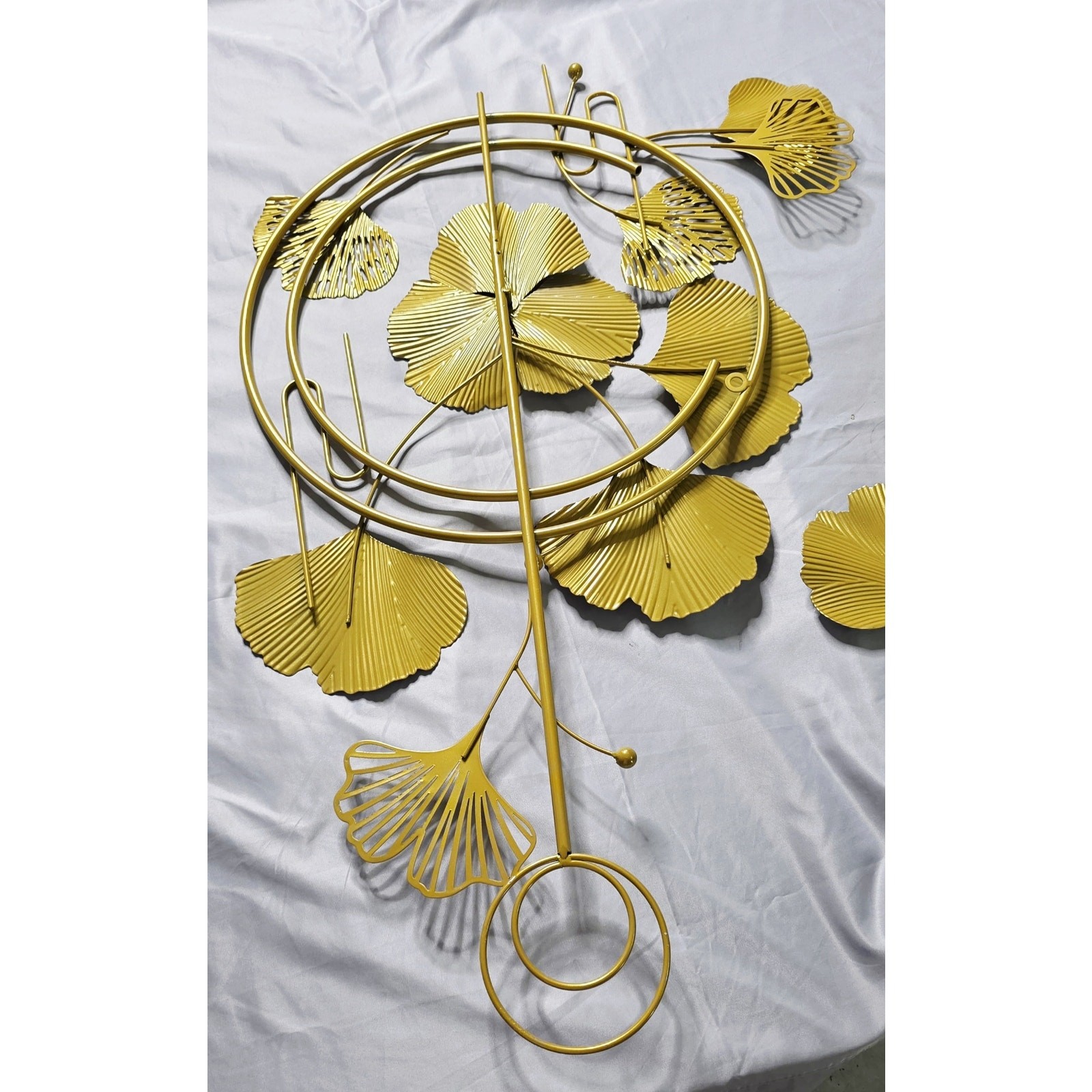 KHIESA 3D Gold Ginkgo Leaf Metal Wall Art Sculpture Large