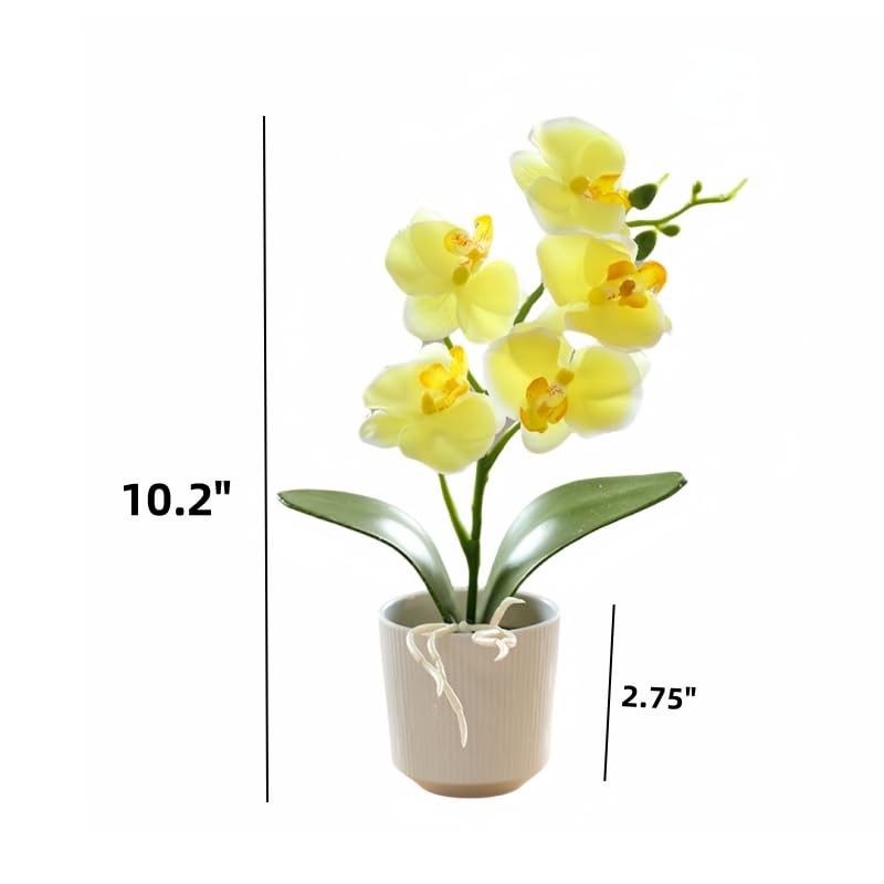 10.2″ Orchids Artificial Flowers Fake Orchid Plant Potted Butterfly Orchid Si…