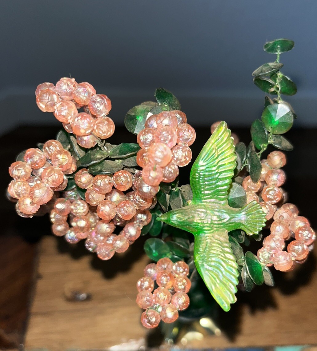 Vintage 70s MCM Handmade Wire Beaded Tree Of Life Bonsai w/ Bird – Retro Craft