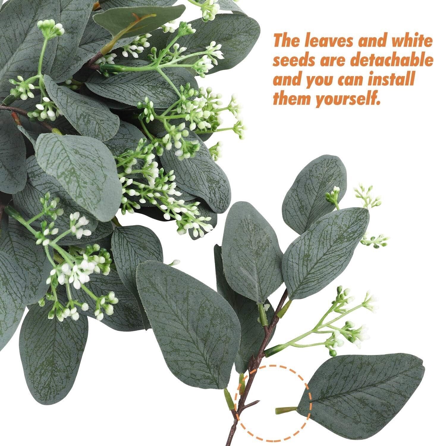 20PCS Artificial Eucalyptus Stems & seeds, Leaves Branches Greenery Stems