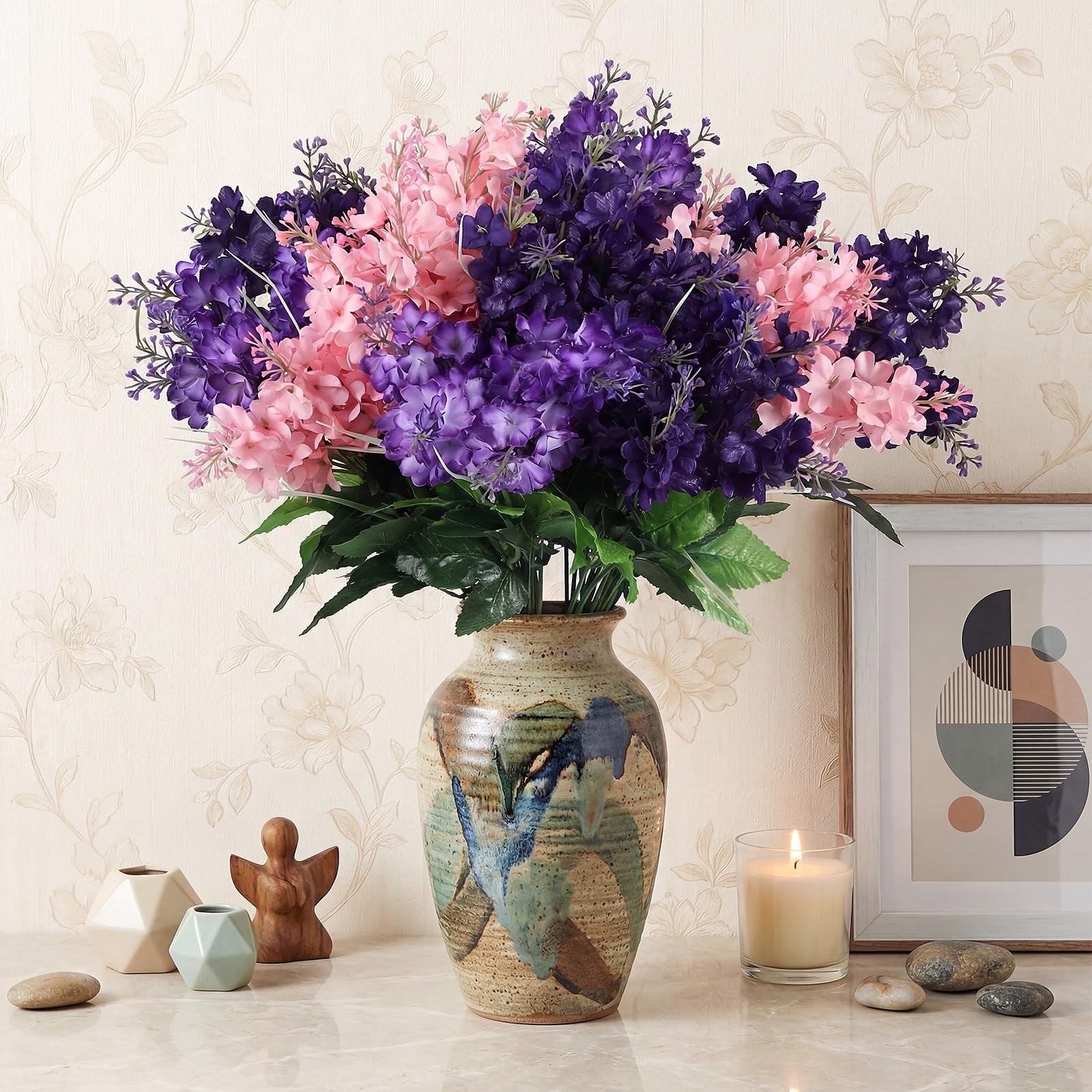 Artificial Flowers 12 Pcs 14” Silk Hyacinth UV Resistant for Home Garden Decor