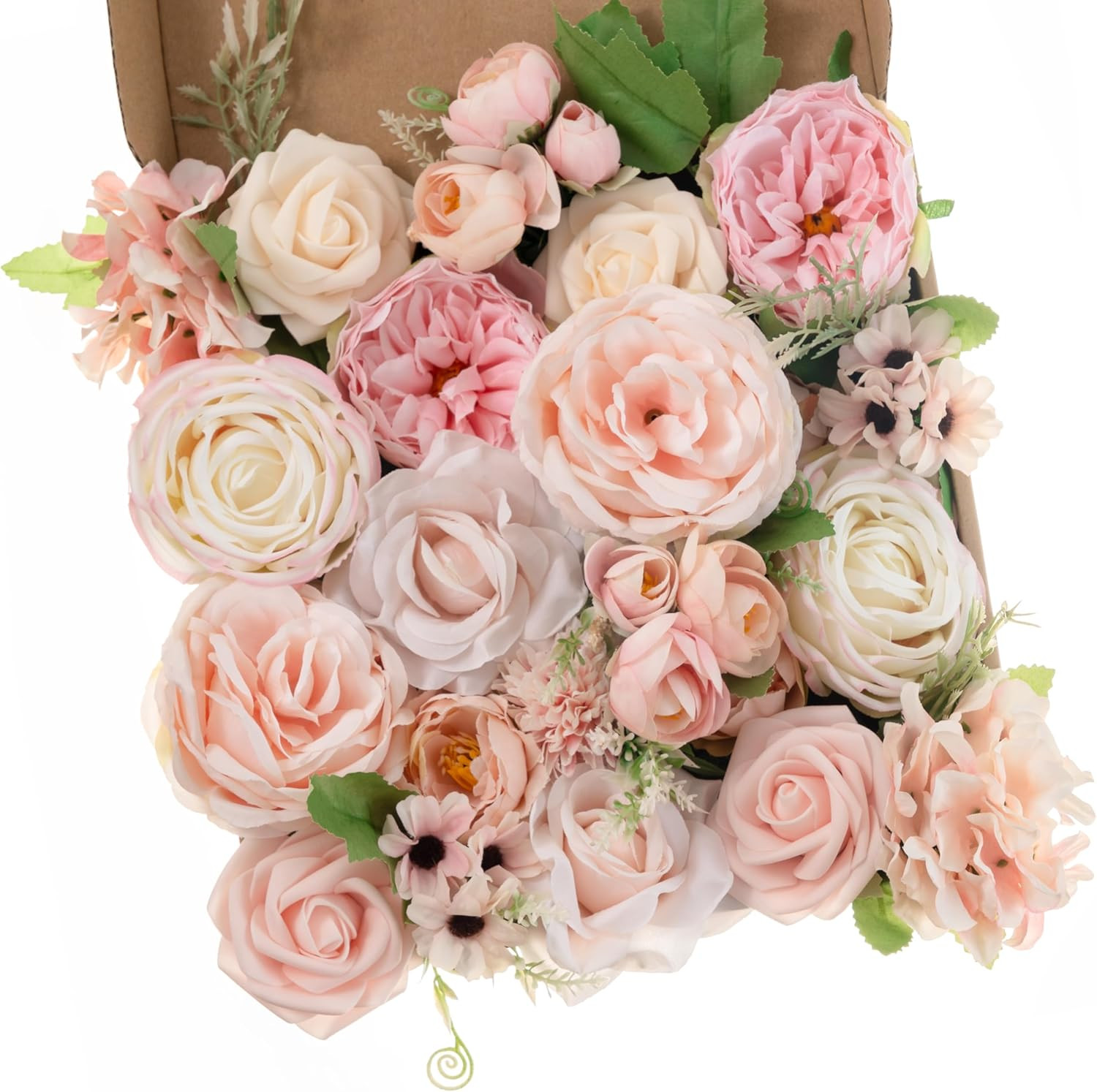 30 Pcs Artificial Flowers Combo Purple Flowers Mix Silk Flowers Dahlia Roses wit