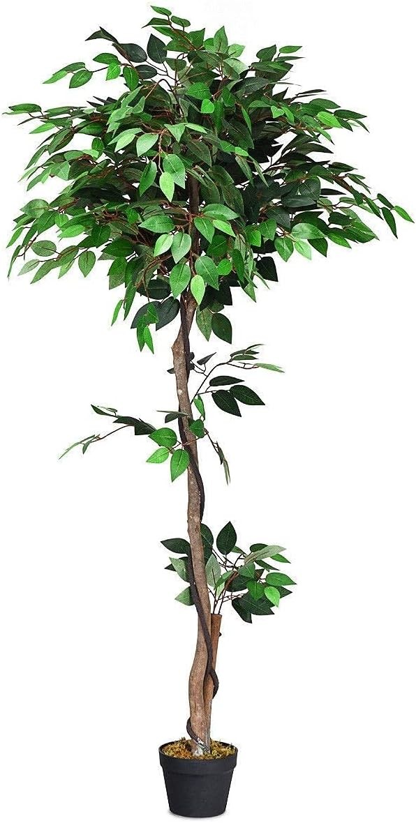 5.5ft Artificial Ficus Tree Fake Greenery Plants in Pots for Indoor and Outdoor