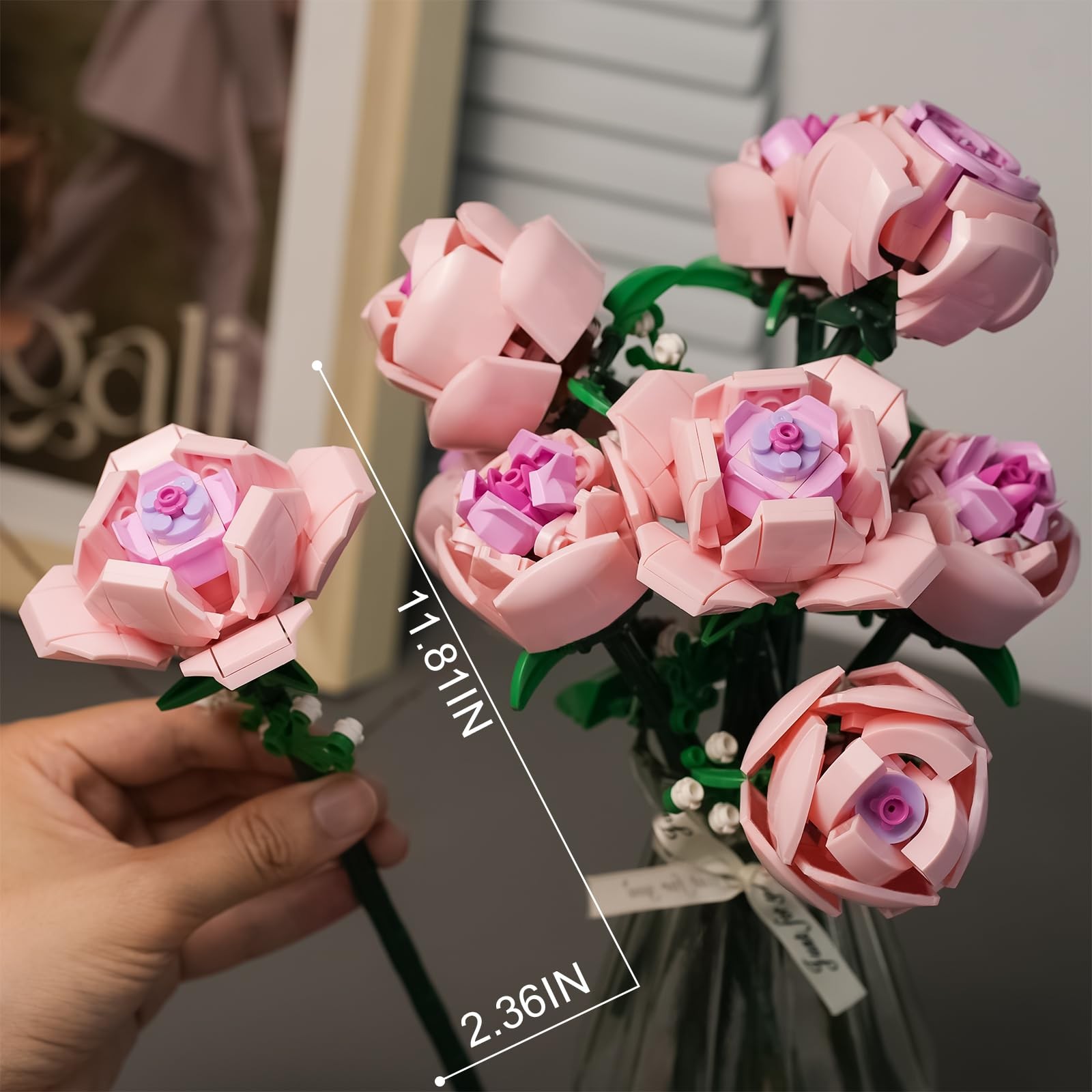 CHUANGPIN Flowers Building Set for Adults,Roses Gift for Her or Him for