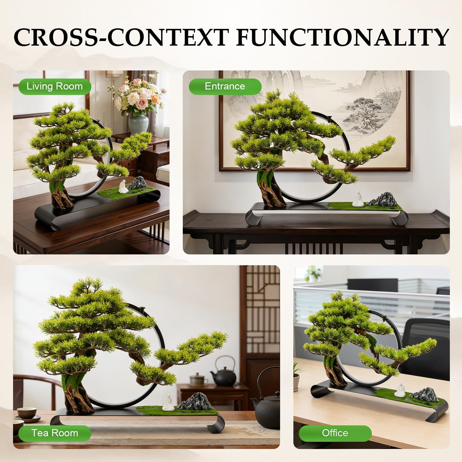 Artificial Bonsai Pine Tree Faux Realistic Simulation Bonsai with LED Lamp Ri…