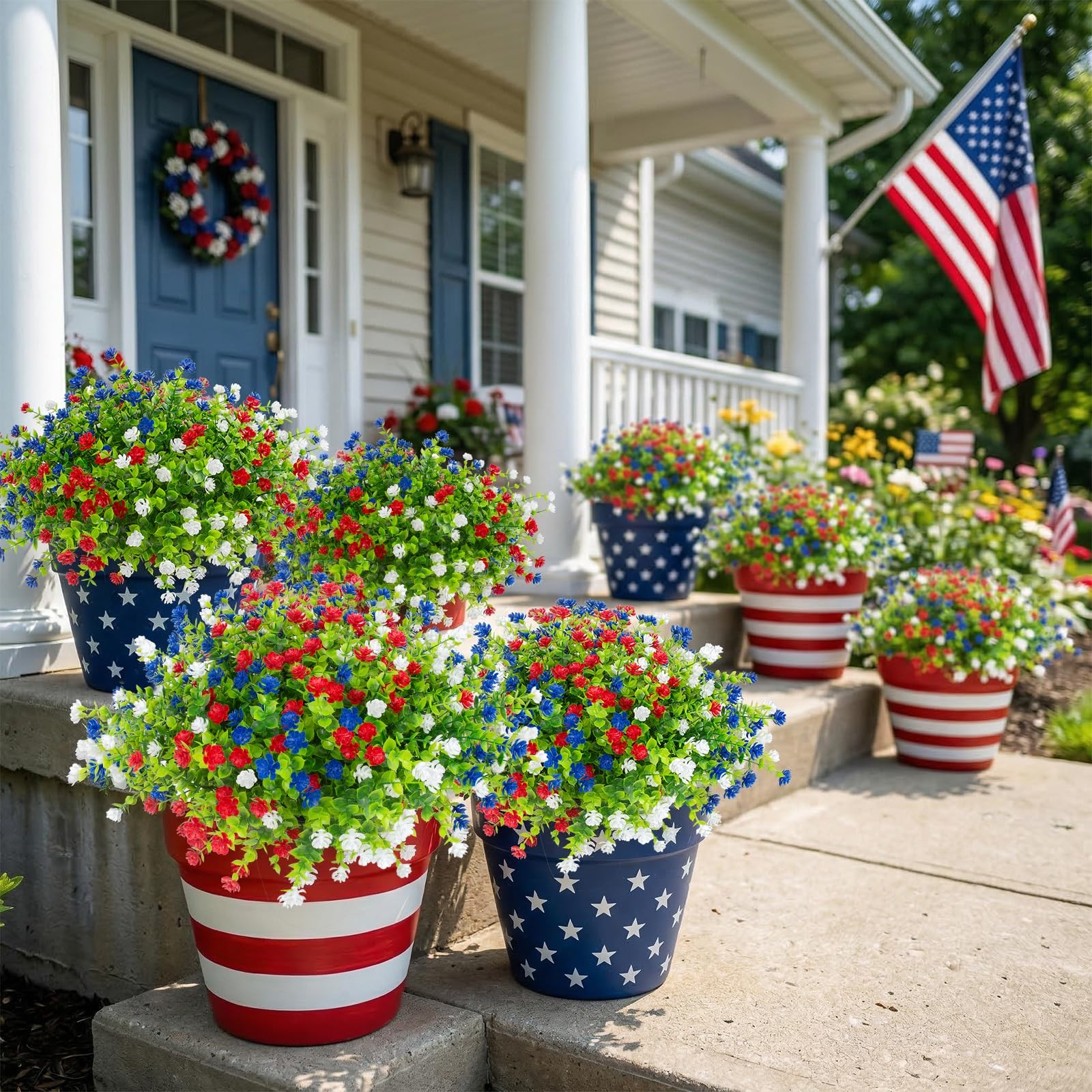 48 Pcs Artificial Flowers Outdoor, Faux Artificial Plants UV Resistant Plasti…