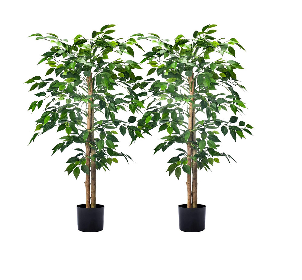 5.2FT faux Ficus Trees with Realistic Leaves and Natural Trunk ,Pickup only, 2PK