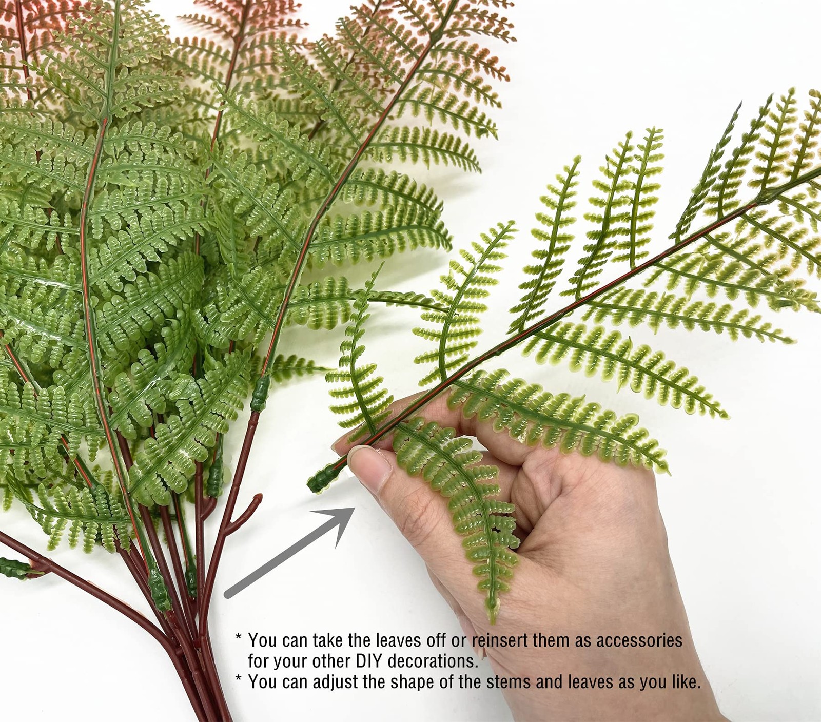 Artificial Ferns Plants Décor Fake Bushes Plastic Greenery Leaves Shrubs for …