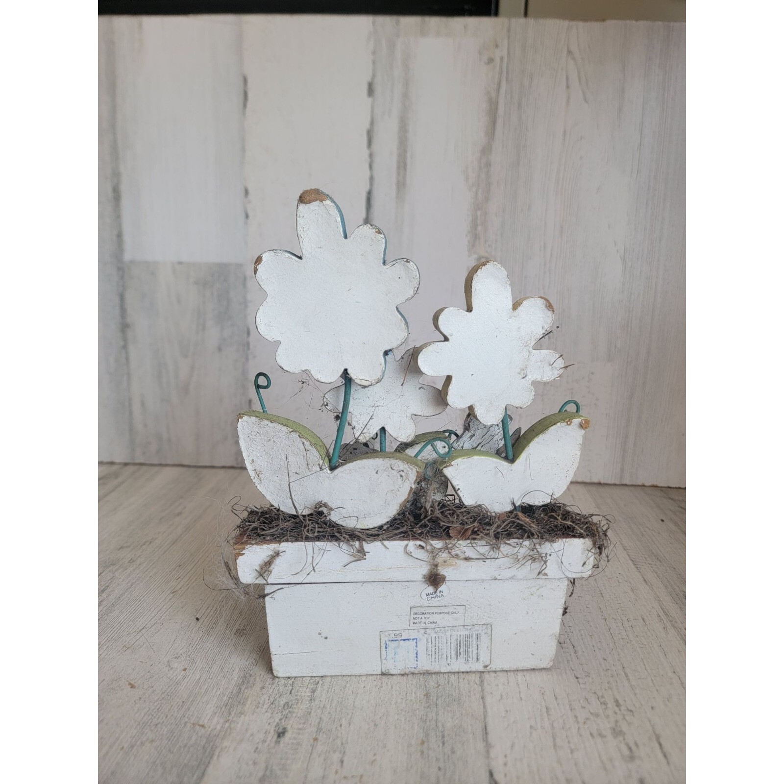 Wooden spring flower pot AS IS Easter home decor