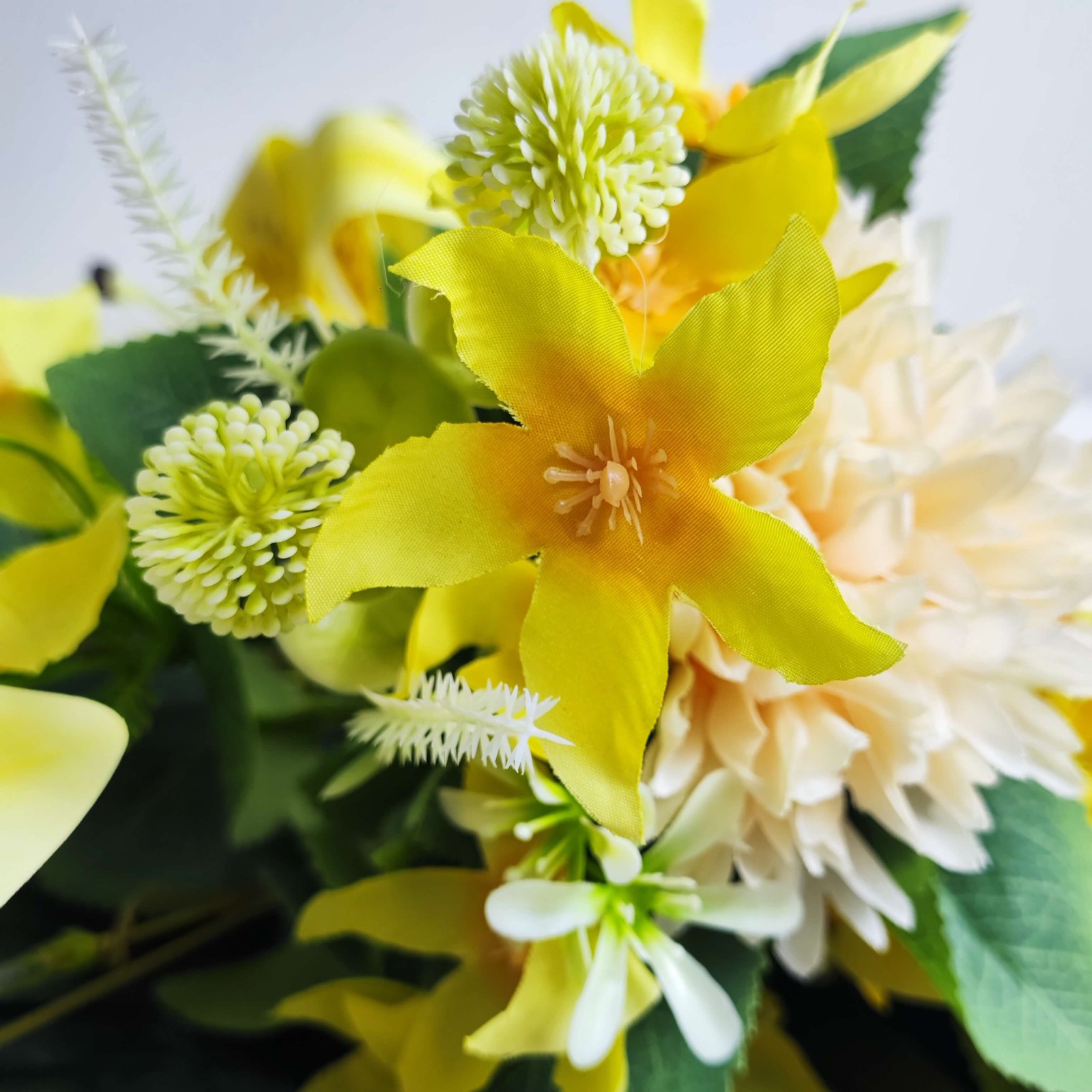 Artificial Liles Mums Daises Flowers Cemetery Grave Arrangement Decor Memorial