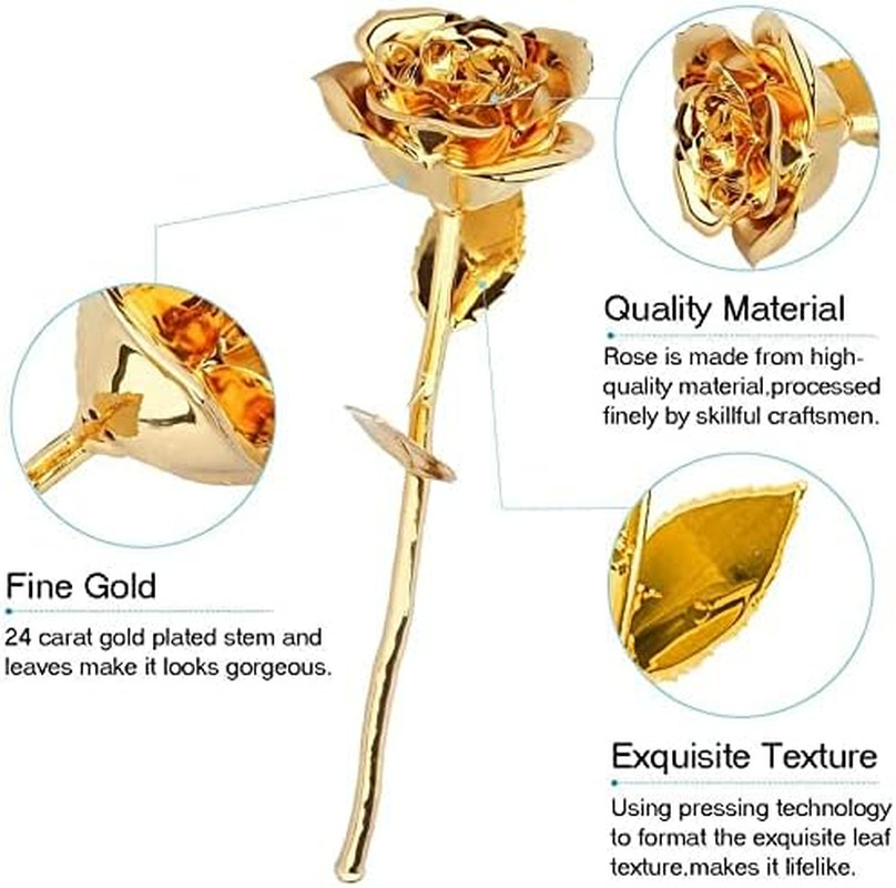 24K Gold Rose for Her, Eternal Love Real Golden Plated Preserved Eternal Rose Fl