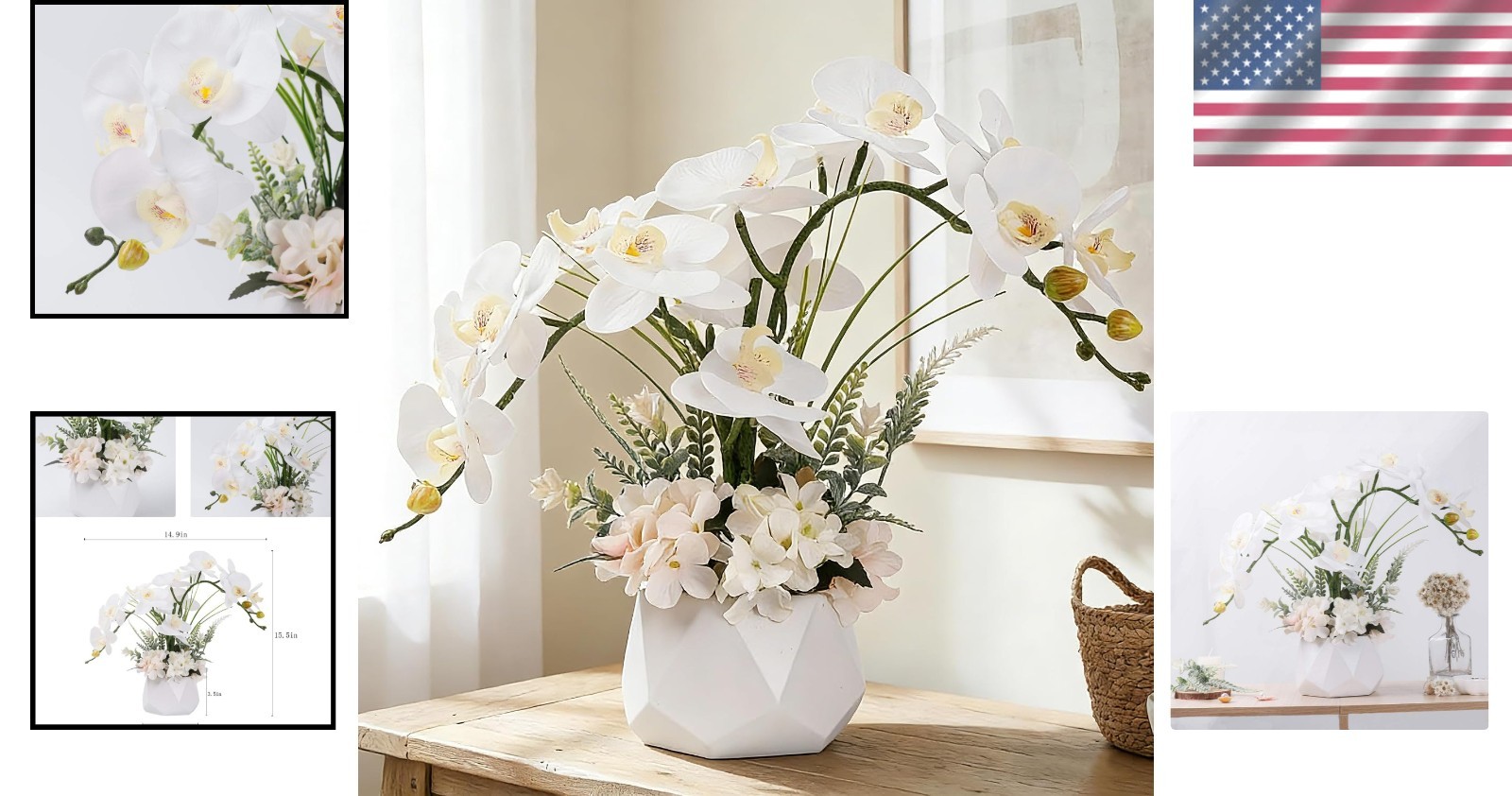 Real Touch White Orchid in Vase, Home Decoration