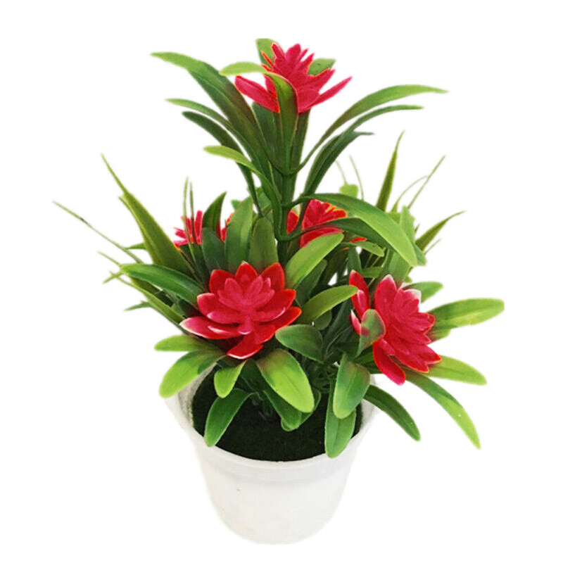 Flower Fake False Plants Flowers Artificial Garden Home Decor With Pot Outdoor