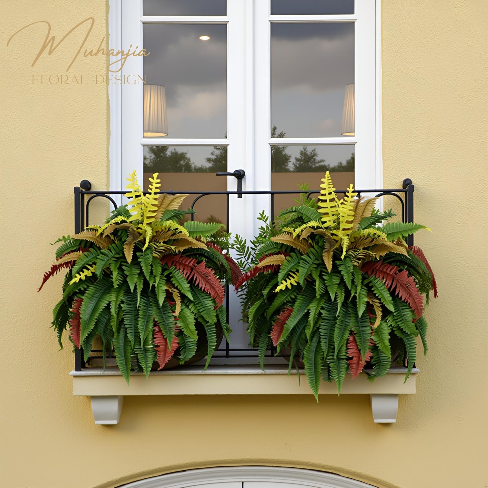 50” Silky Artificial Boston Fern, 128 Fronds Large Hanging Plants for Outside…