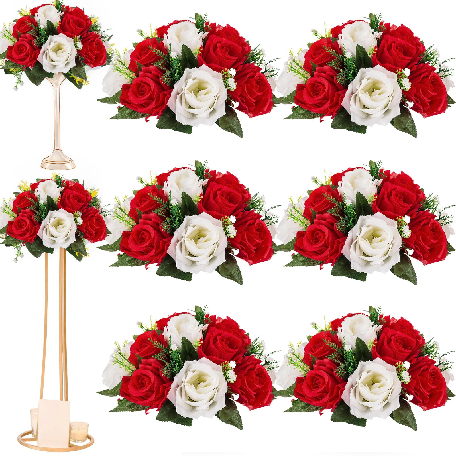 6Pcs Artificial Flowers Ball Centerpiece Table Decorations Rose Ball for Wedddin