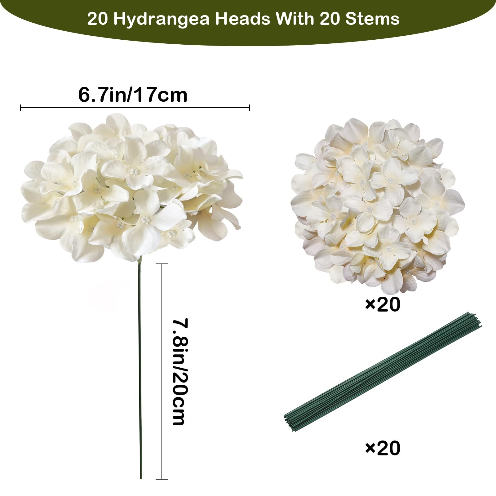 Hydrangea Artificial Flowers, 20 Pcs Champagne Hydrangea Artificial Flowers B…