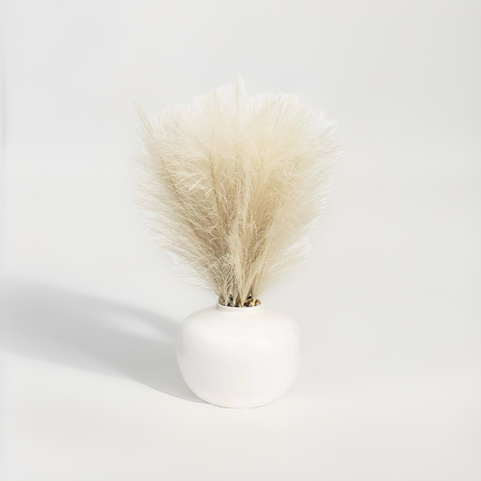 Artificial Pampas in a White Rounded Ceramic Vase – 14″ by Better Homes & Garden