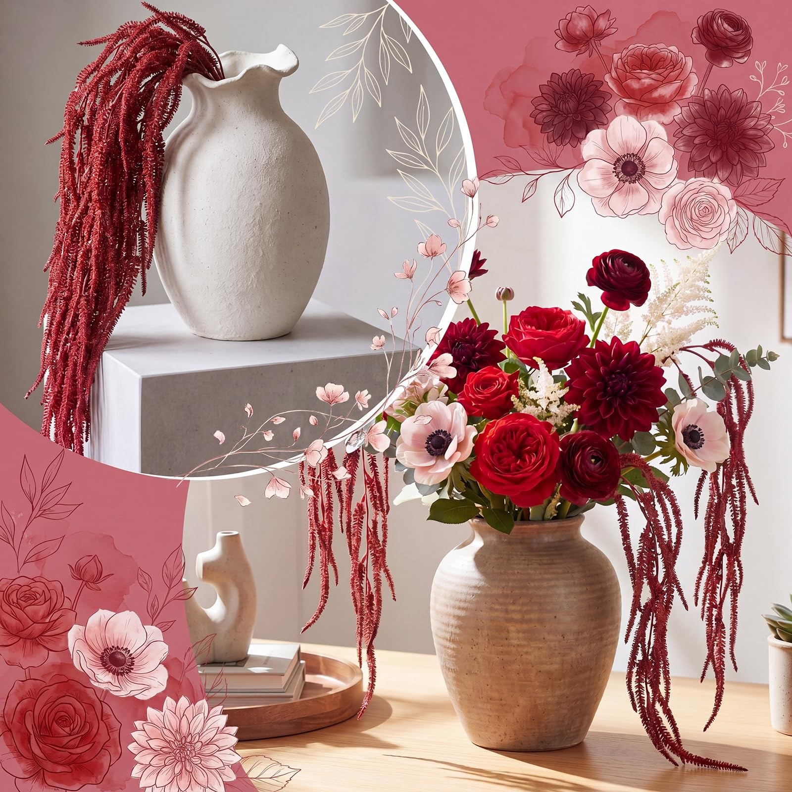 5 Pcs Artificial Amaranthus Flower Hanging Plant Lover Tears Fake Amaranthus …