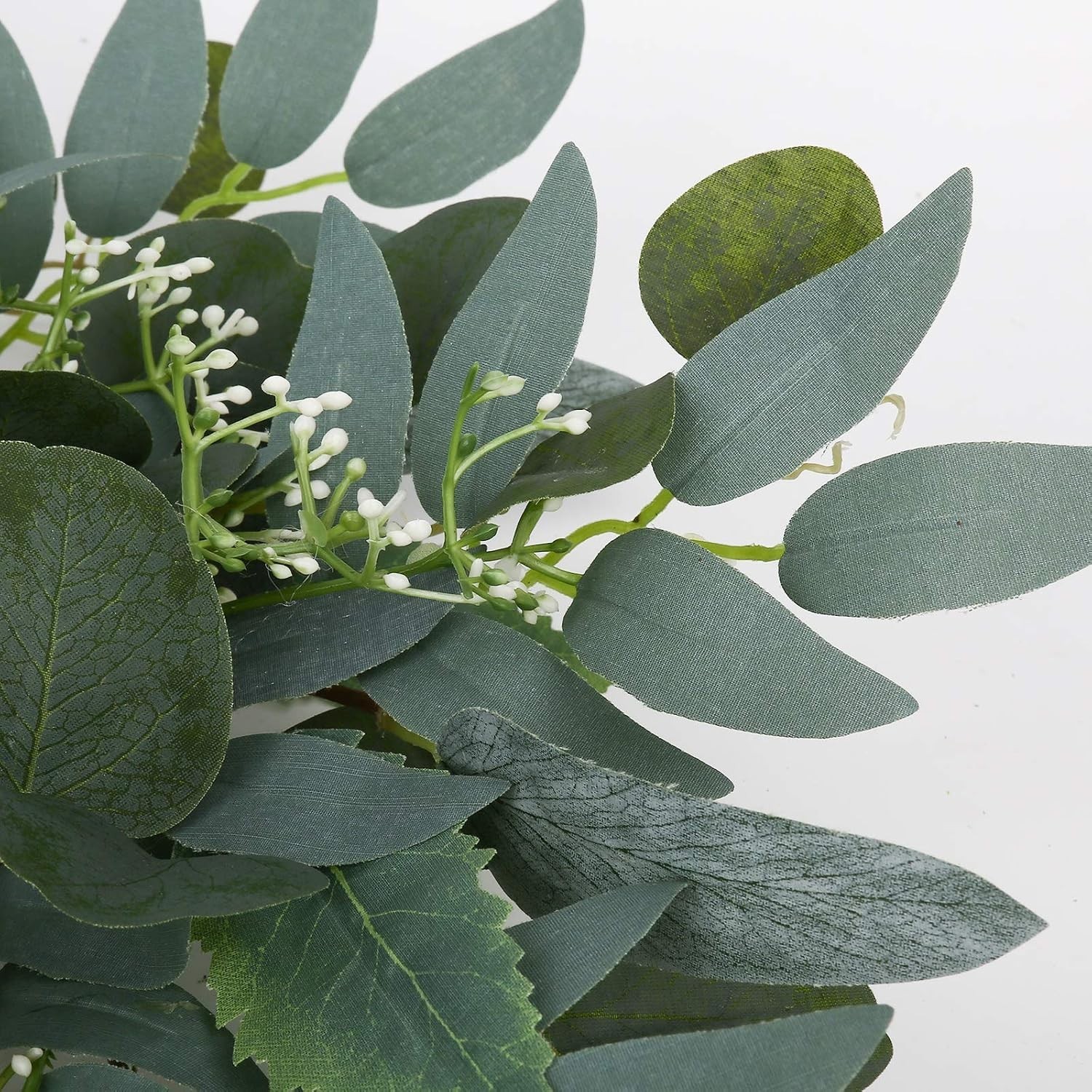 Artificial Green Eucalyptus Wreath 15 Inches Indoor Outdoor Front Door Decor