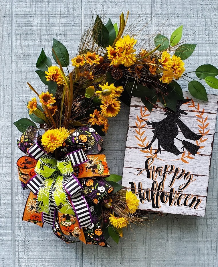 Witch Halloween Grapevine Wreath