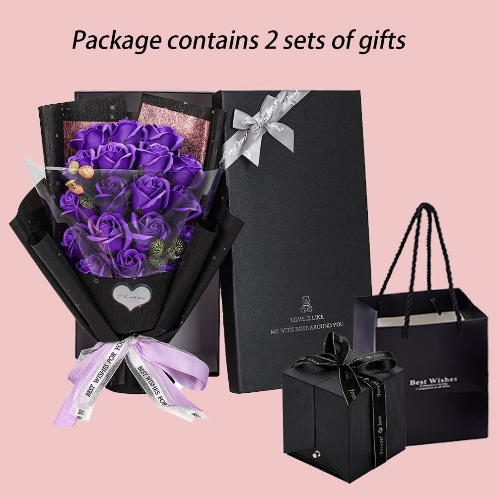Scented Soap Flowers in Gift Box with Necklace – Ideal for Any Occasion