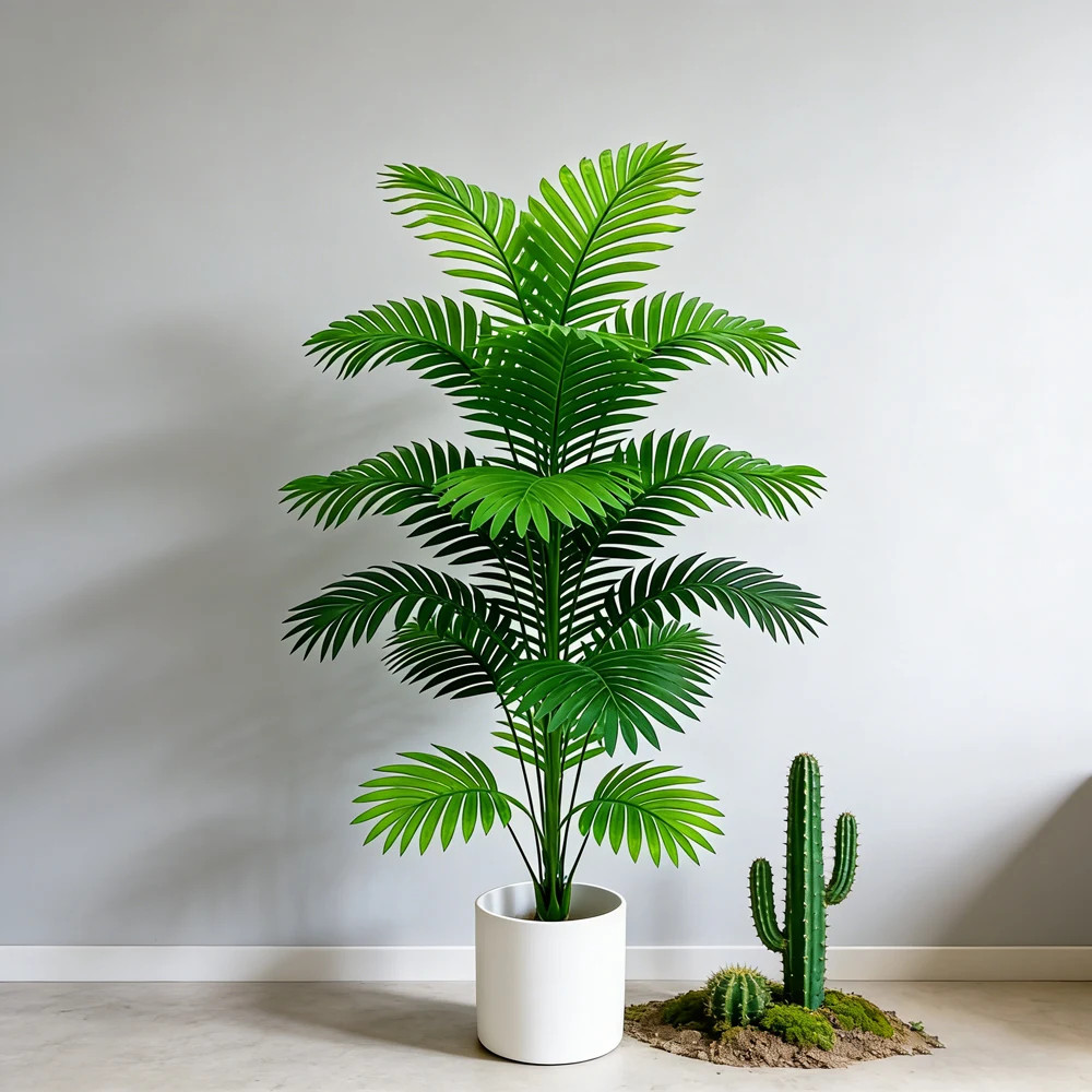 60-80cm Tall Artificial Palm Tree Fake Monstera Plants Branch Plastic Maranta Le