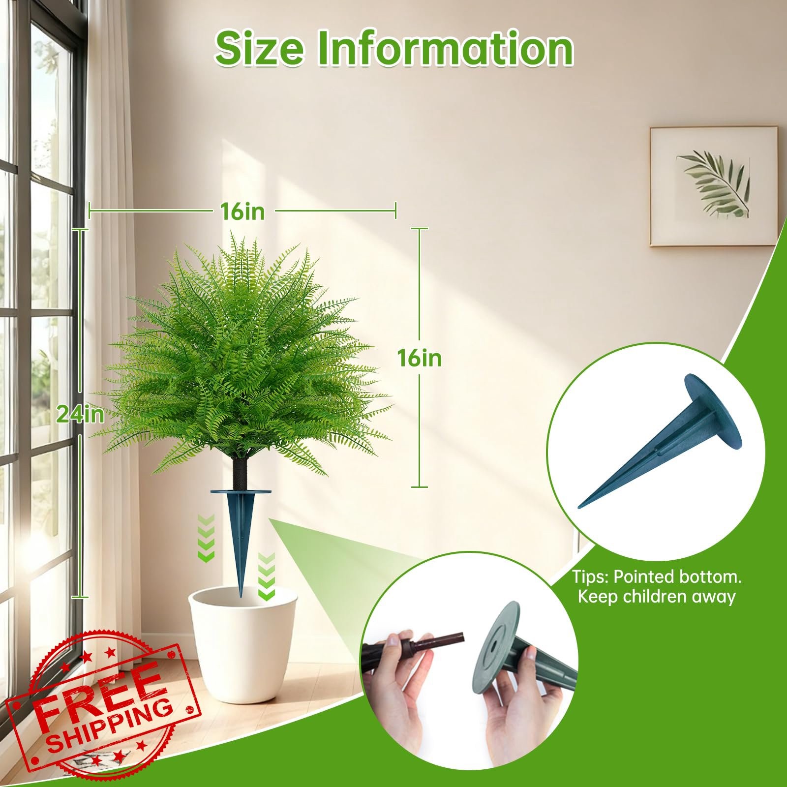 EverNature Artificial Topiary Trees Fern 2Pcs