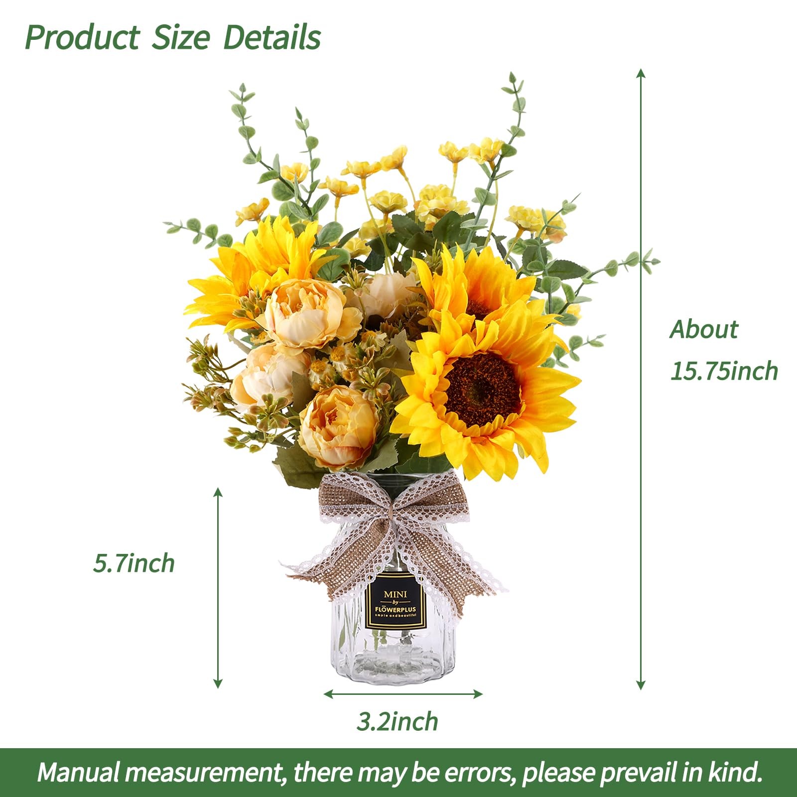 Fake Flowers in Vase, Artificial Flowers with Vase Faux Silk Floral Arrangeme…