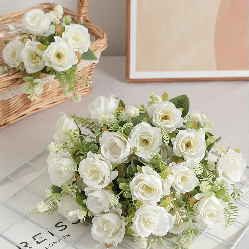 5 Heads Artificial Rose Bouquet for Home, Wedding & Party Decor