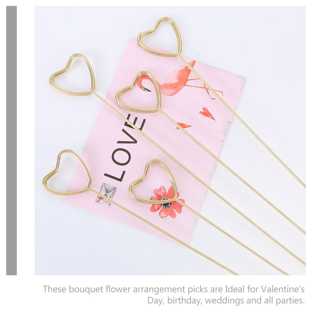 10 Pcs Pieces Gold Round Floral Place Card Holder Heart Decoration