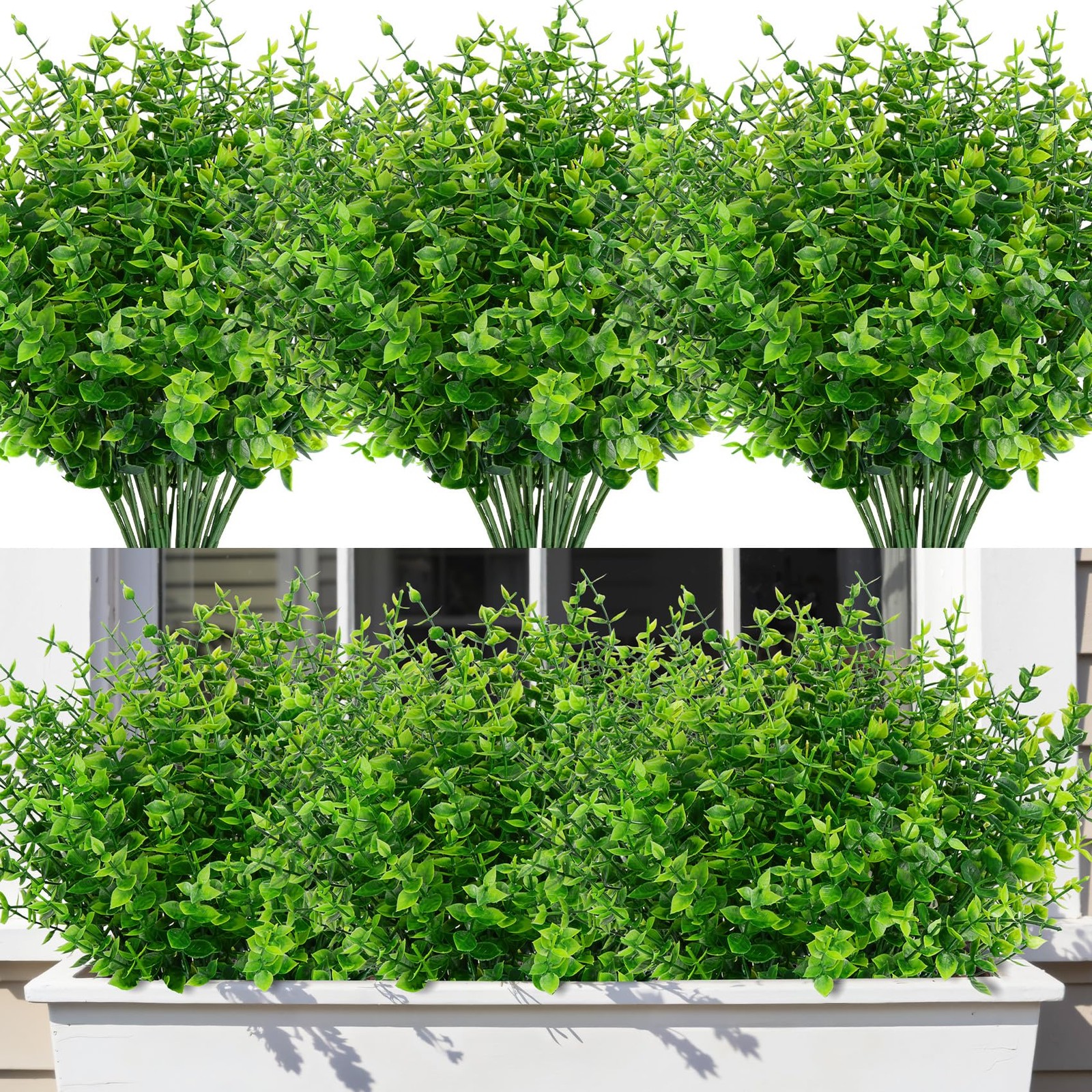 24 Bundles Artificial Greenery Stems Plants for Outdoors, Faux Eucalyptus Pla…