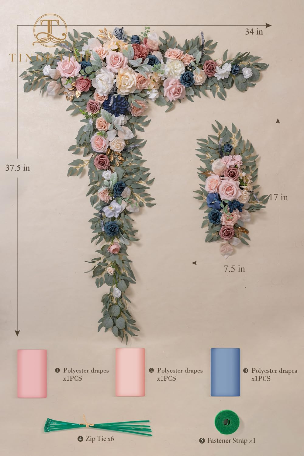 Artificial Arch Flowers Kit – 5 Silk Floral Arrangements for Weddings & Events