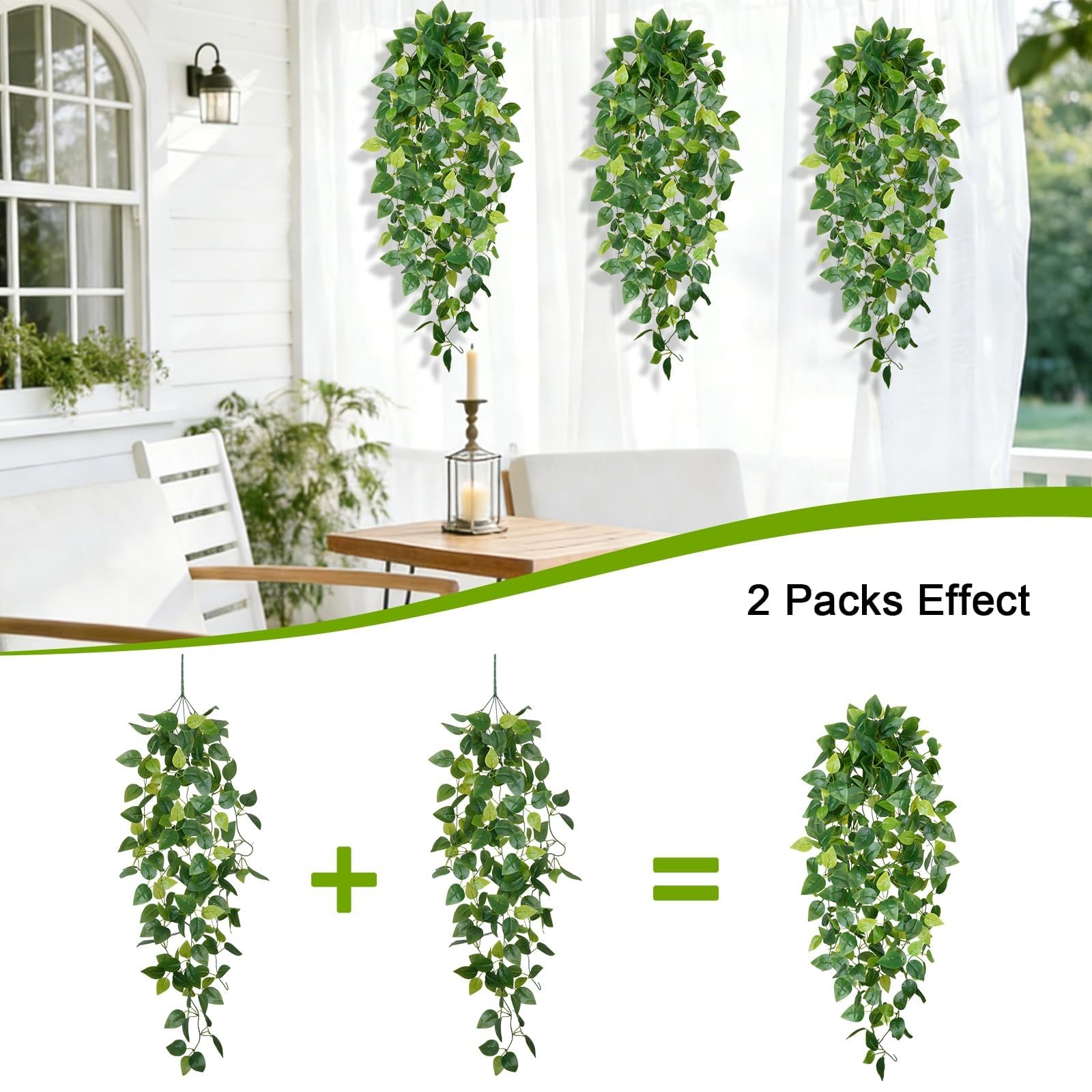 6Pcs Artificial Pothos Fake Hanging Plants Vines Faux Hanging Plants Fake Ivy…