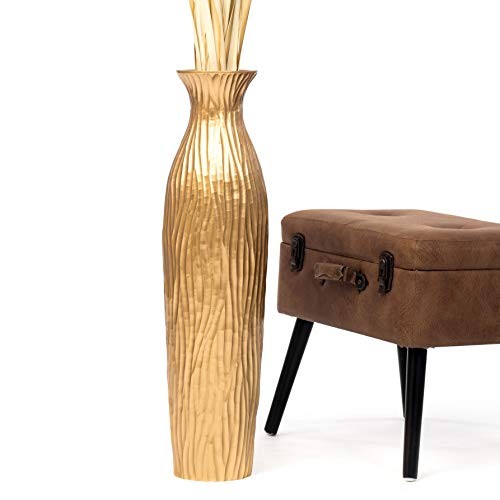 Large Home Decor Floor Vase – Wooden 26 inch Tall Farmhouse 26 inches Gold