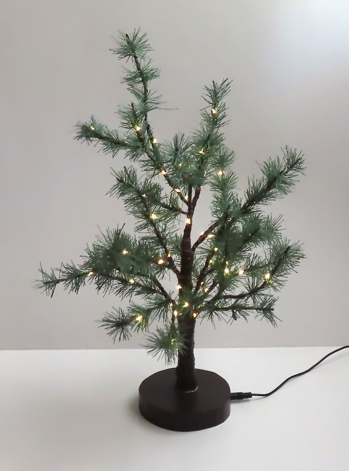 Lighted Any Season Tabletop Artificial Evergreen Tree, Bendable Branches, 18” H