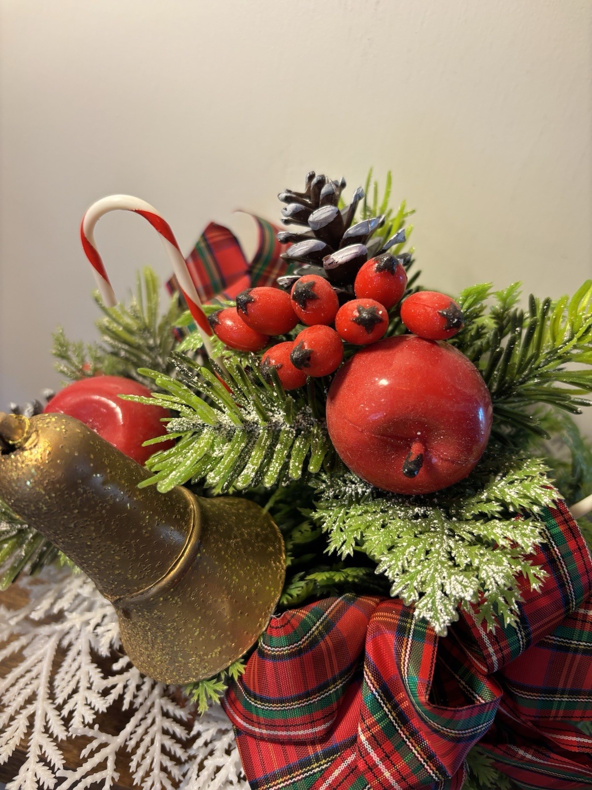 VTG Floral Design Inc. Artificial Pine Christmas Centerpiece Wicker Basket Bell