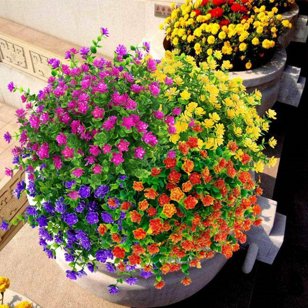 13.2 In. Fuchsia Purple 4 Bundles Outdoor Artificial Boxwood Fake Flower UV Resi