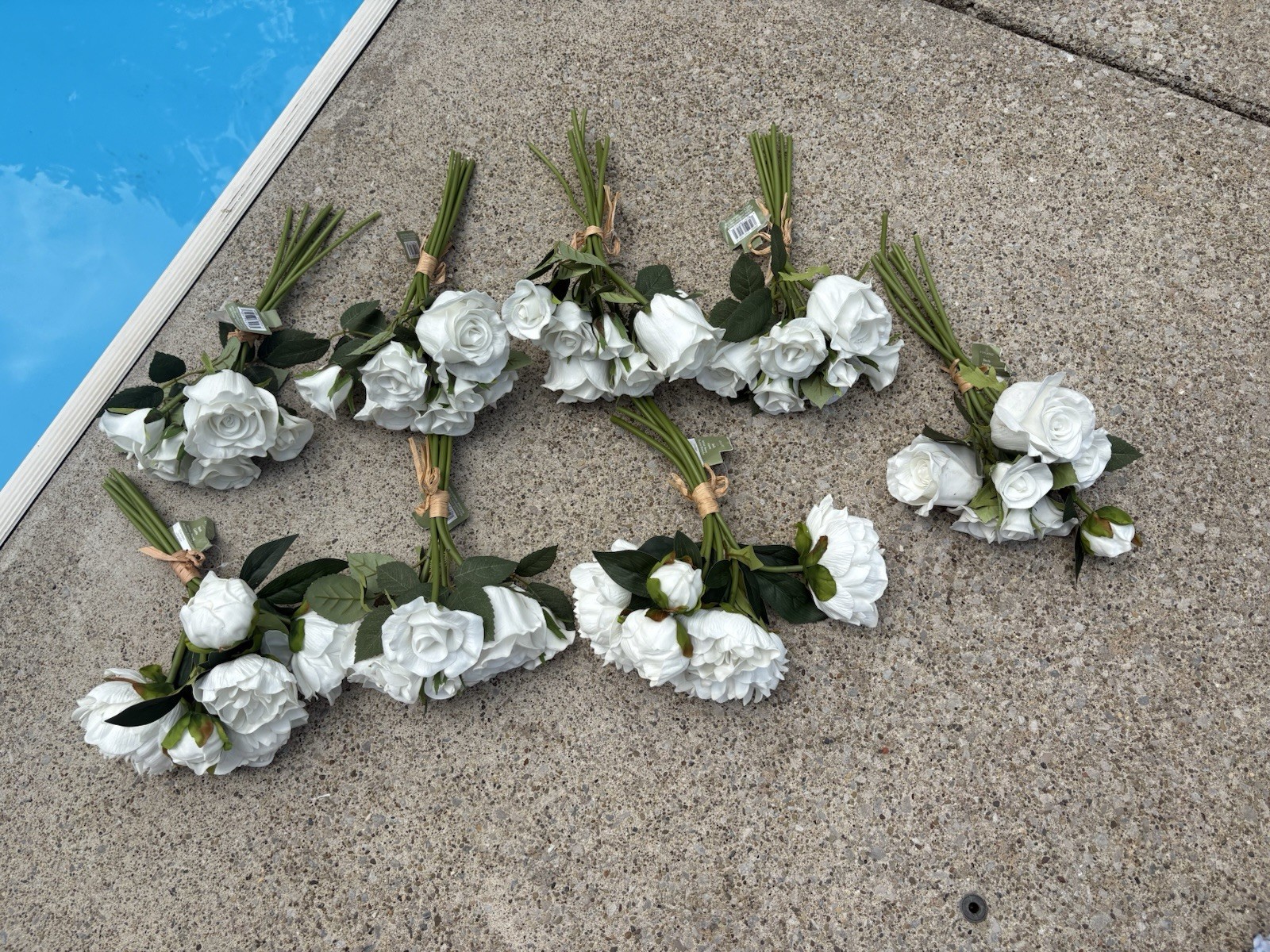 Roses Peony White Real Touch Artificial Flowers with Stems 8 Bouquets 56pc