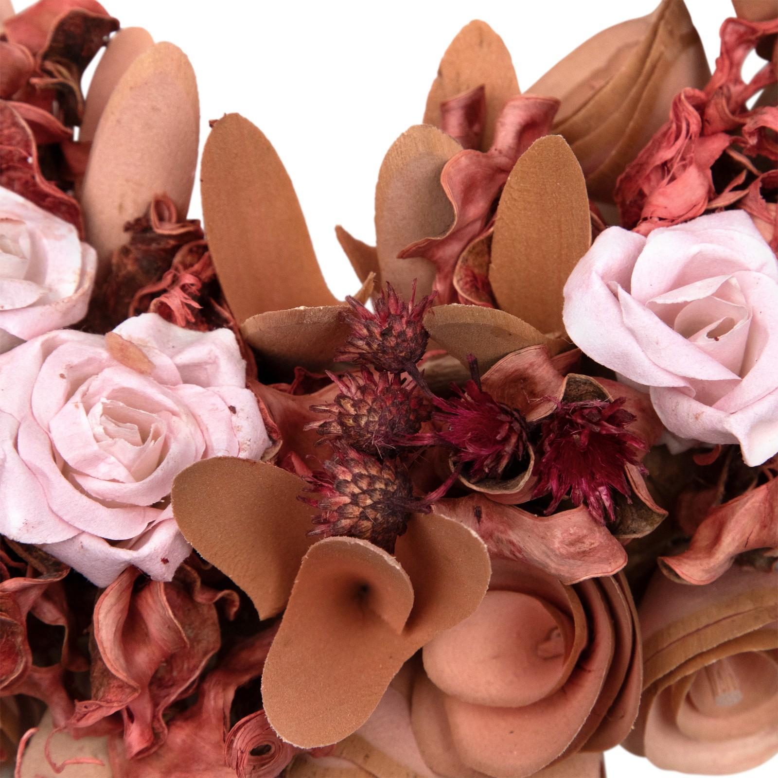 Northlight 13″ Pink and Red Flower and Leaf Wood Artificial Spring Floral Wreath