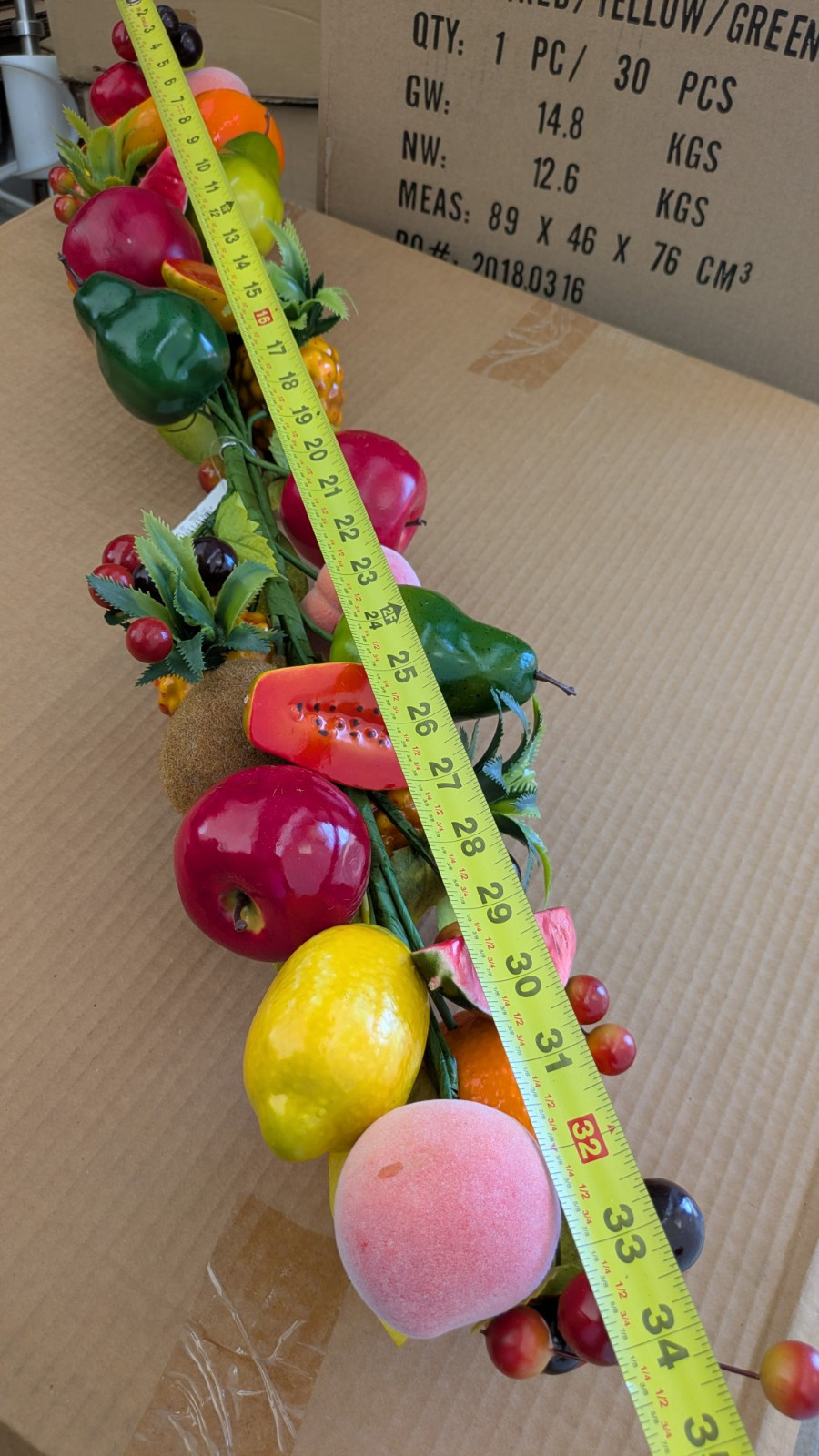 Tropical Mix Fruit Swag for Wall, Home/ Kitchen Decoration, 35″ Long F5Y56 New