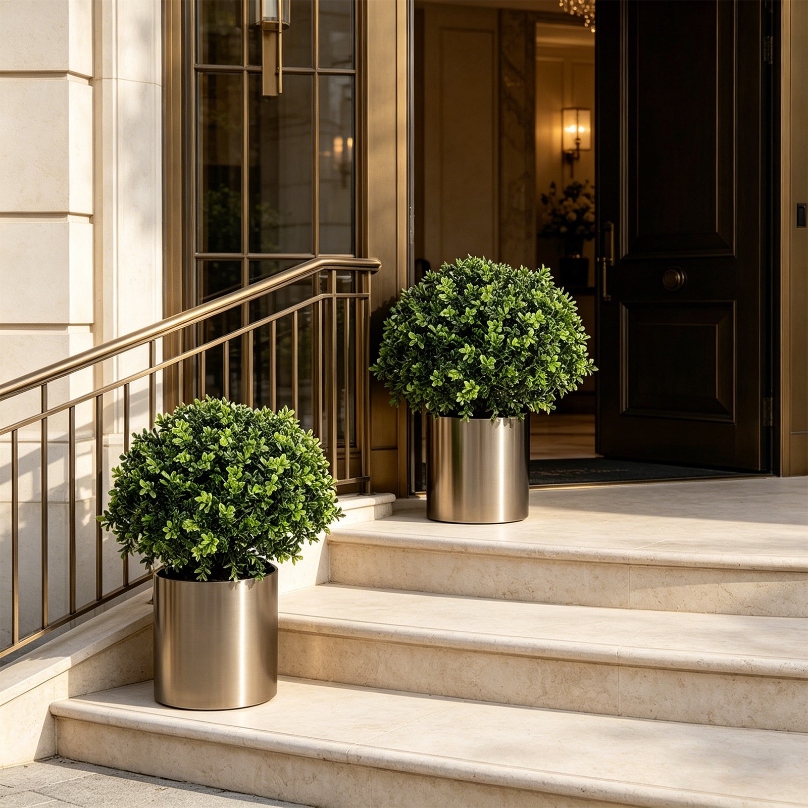 2pcs 22″ Artificial Boxwood Topiary Ball Tree UV-protected leaves Indoor/Outdoor