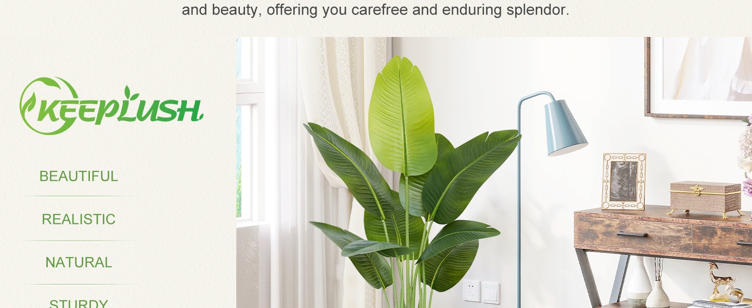 Lifelike Bird of Paradise Artificial Plant 4ft Faux Banana Leaf Tree with 9