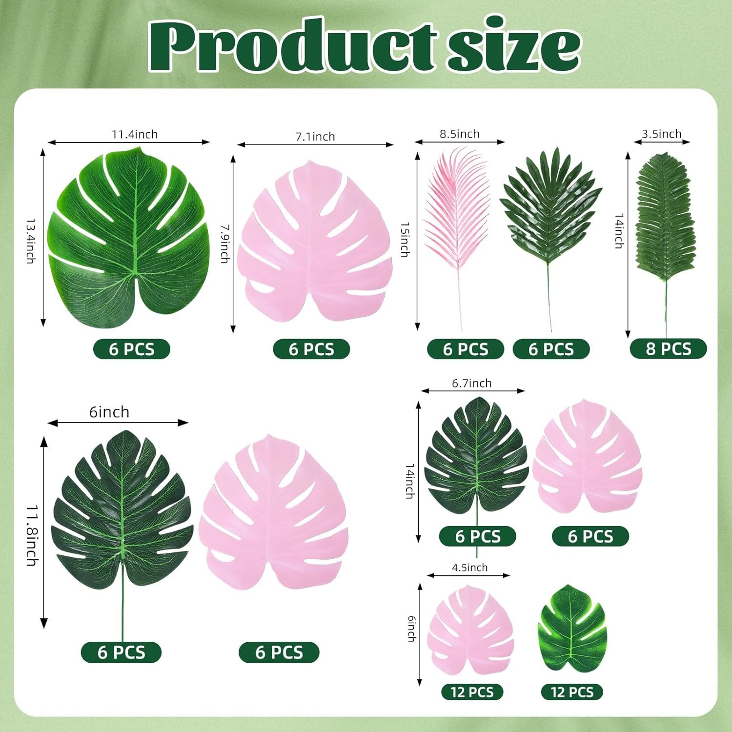Colorful 80 PCS Palm Leaves – Perfect for Summer Celebrations & Events