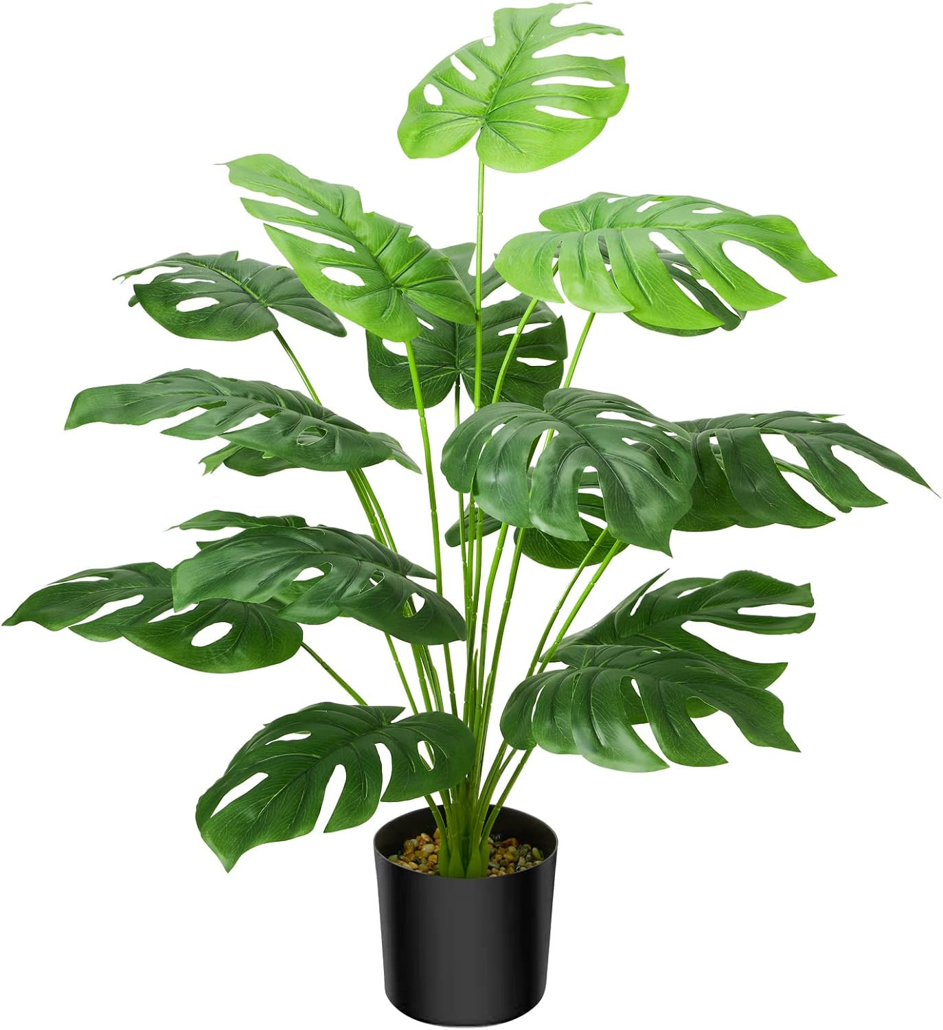 Guheake 28″ Fake Plants Large, Artificial Floor Faux Monstera Plant with Planter