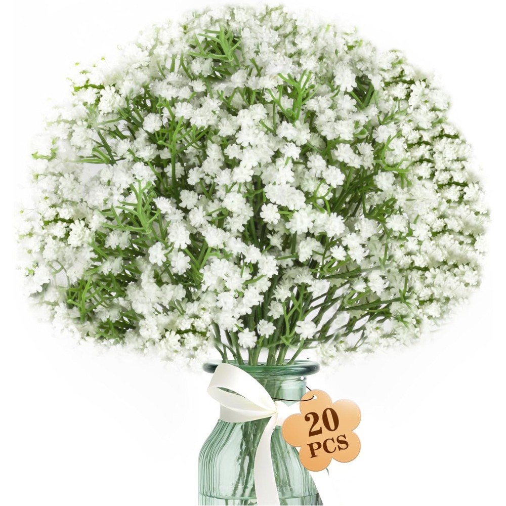 54Pcs Baby Breath Artificial Flowers Gypsophila Faux White Flowers Wedding Decor