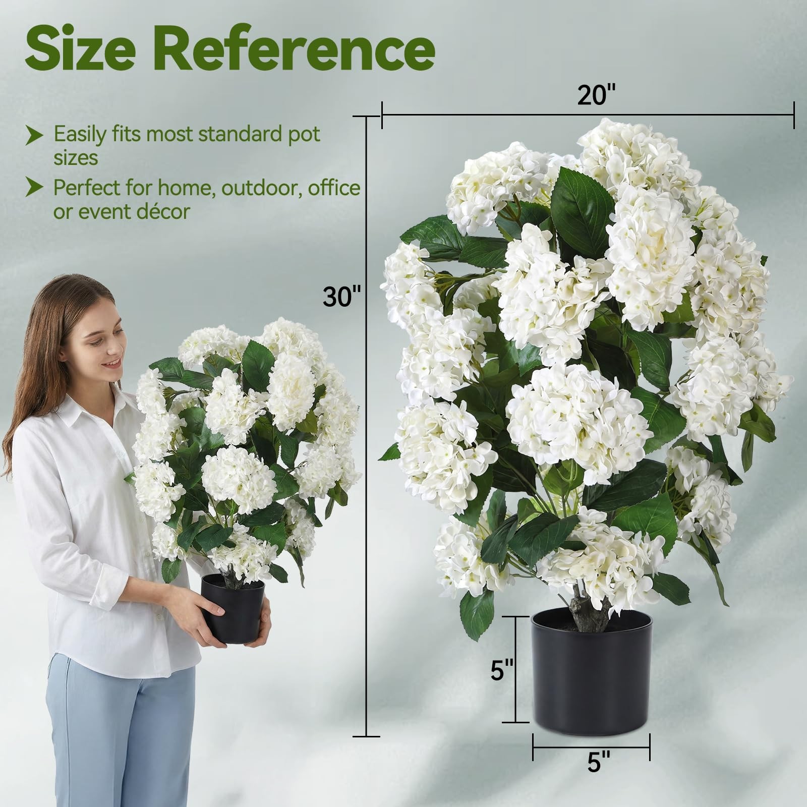 Faux Hydrangea Trees 30“ 2 Pack, Hydrangea Artificial Flower for Outdoor, UV …
