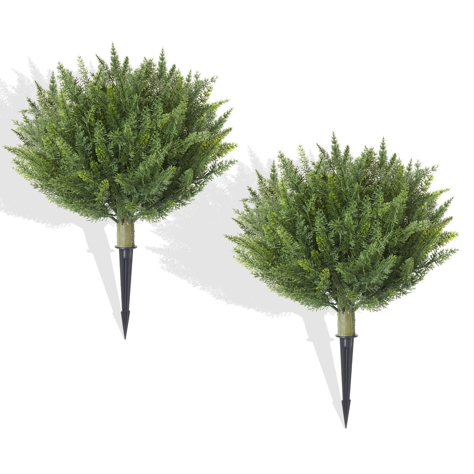 Set of 2 Artificial Cypress Topiary Shrubs, 20″ UV-Resistant Outdoor Plants