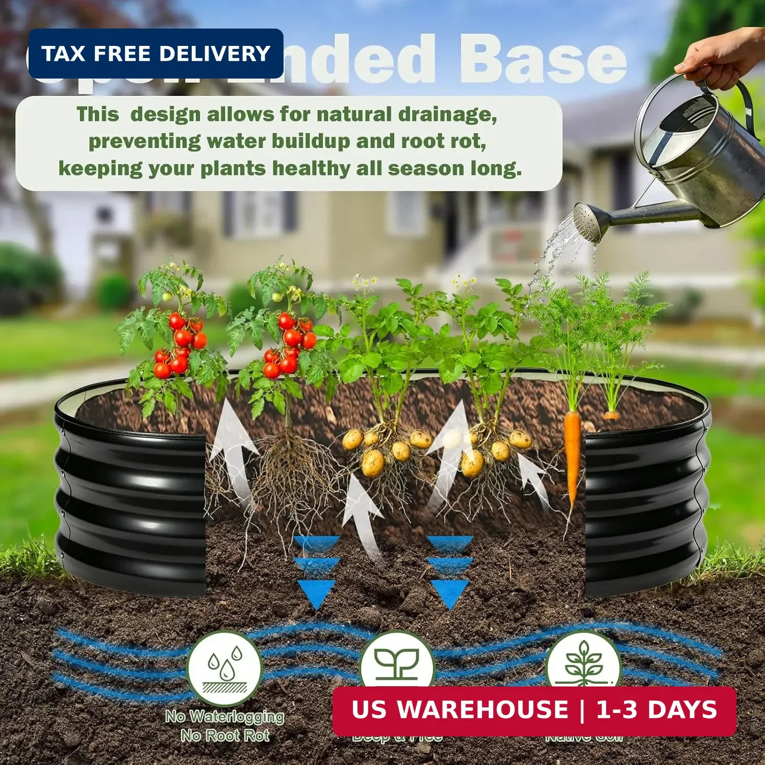 2 PCS Galvanized Raised Garden Bed 4x2x1 Ft, Oval Metal Outdoor Planter Box Kit