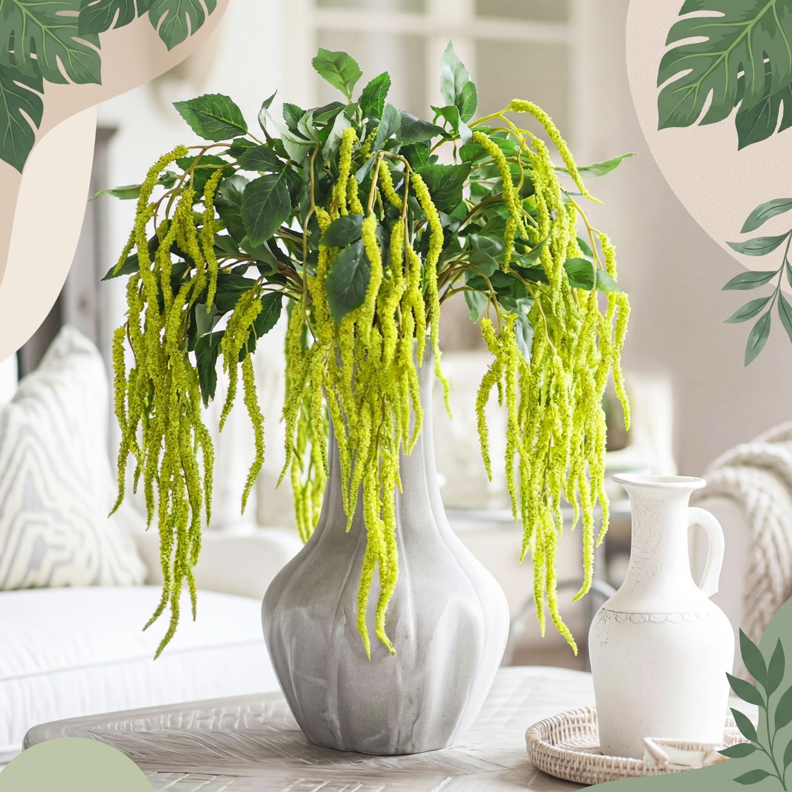 12 Pcs Artificial Hanging Amaranthus Faux Amaranthus Greenery Stems, Fake Han…